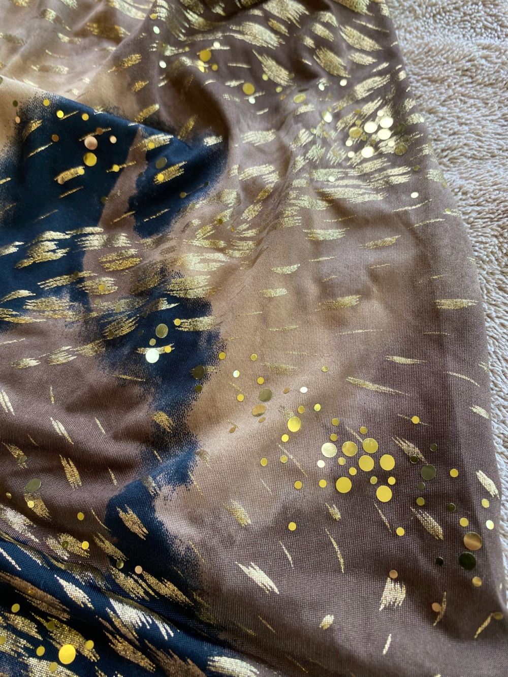 Vintage Y2K Seductions Halter Babydoll Mini Dress – Gold Splatter & Black Lace - Picture 2 of 7